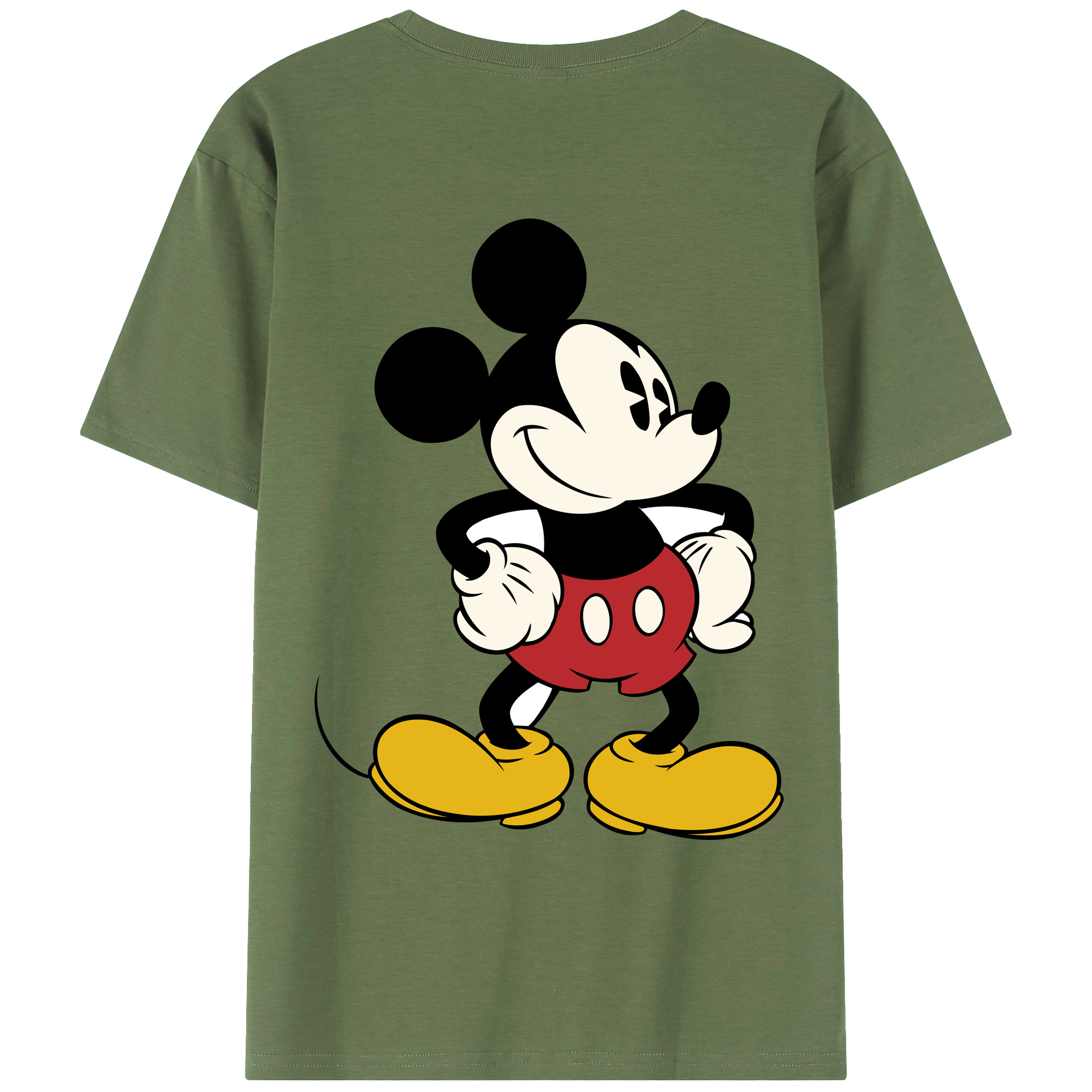 ミッキーマウス Mickey Mouse 綿100％ メンズ半袖Tシャツ（バックプリント） 通気性